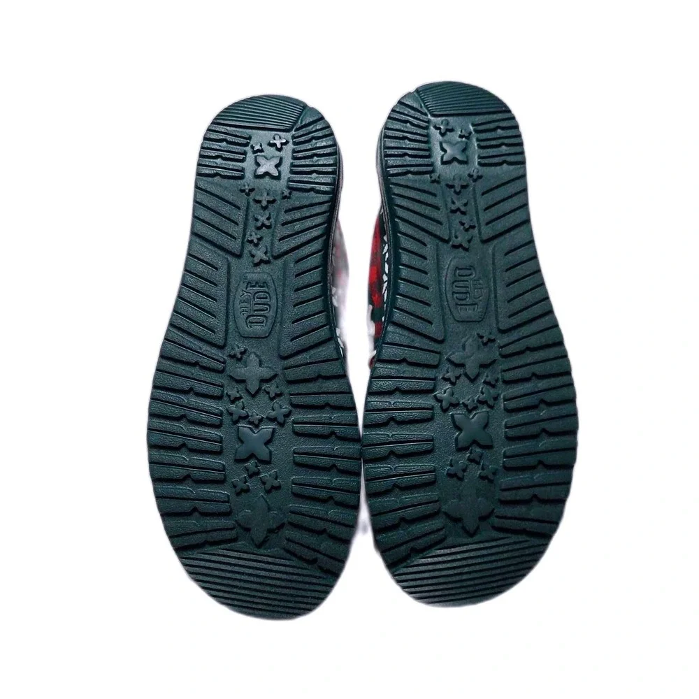 NEW Hey Dude Wally Holiday‎ Cheers Moccasin Shoes Men US 8 Green Plaid Reindeer